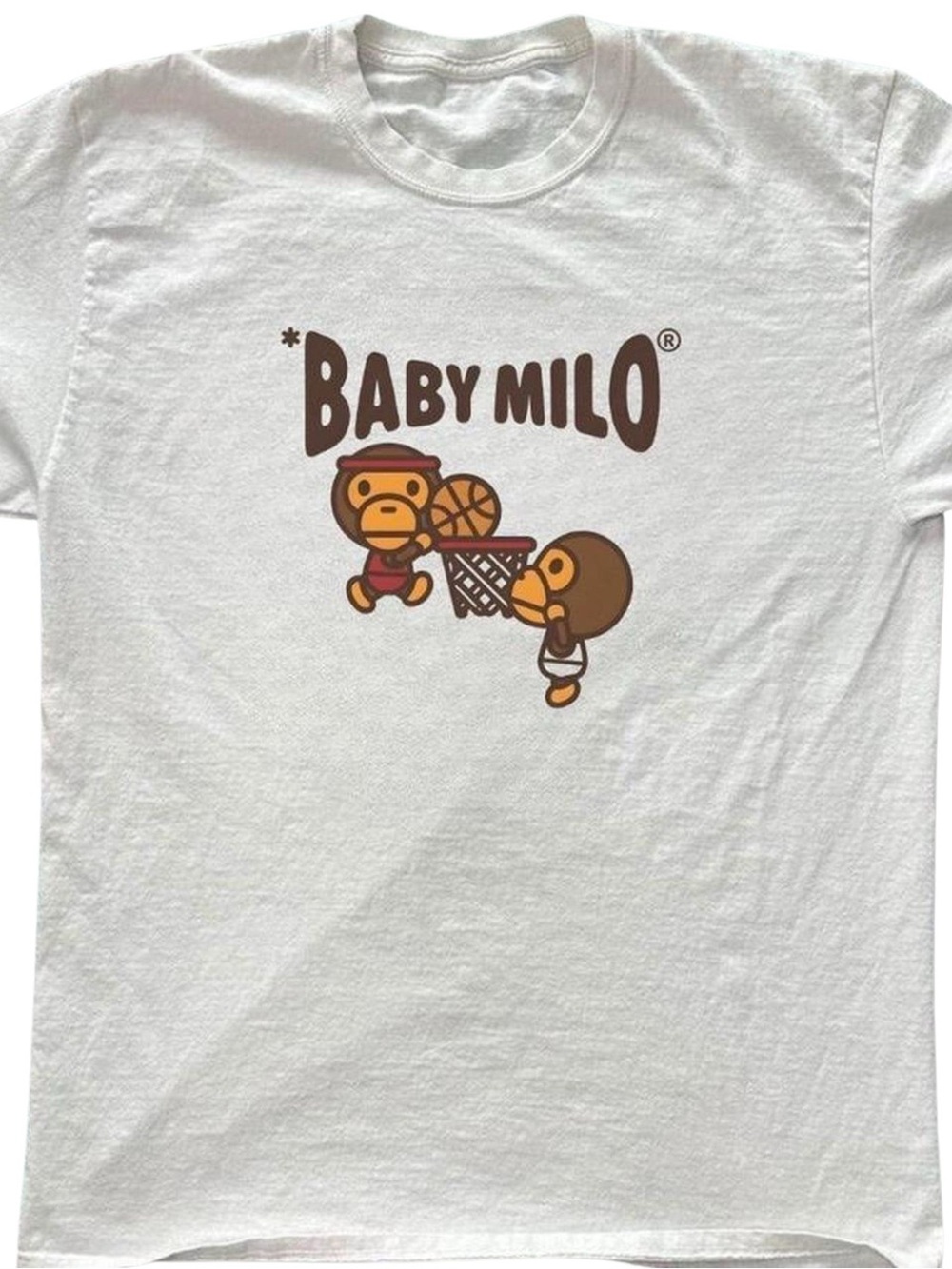 White Baby Milo Basketball Graphic Tee